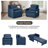 87'W Set Of 2 Linen 3-In-1 Convertible Chair Beds, Adjustable Backrest Extra Long 3-Section With Cushions & Storage Bag-2002382889