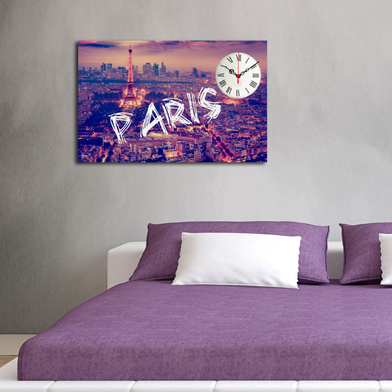 Horloge murale 17,7 po x 27,6 po Elegant 100% toile de suède, cadre 100% bois (épaisseur: 1,2 po) | Décoration élégante pour le salon, la chambre à coucher et le bureau, pièce unique et fonctionnelle