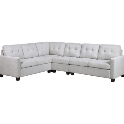 Beige 4 With Tapered Black Legs, Reversible Back, And Generous Seating For Relaxing Moments L-shaped Sectional In Fixed Seat Cushions, Solid Wood Frame Stability