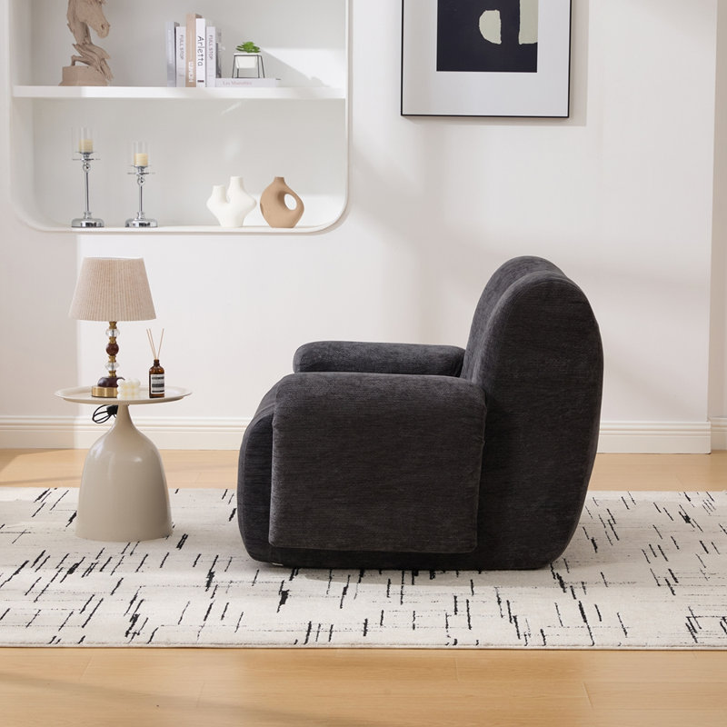 Fauteuil d'appoint large et surdimensionné rembourré, Noir