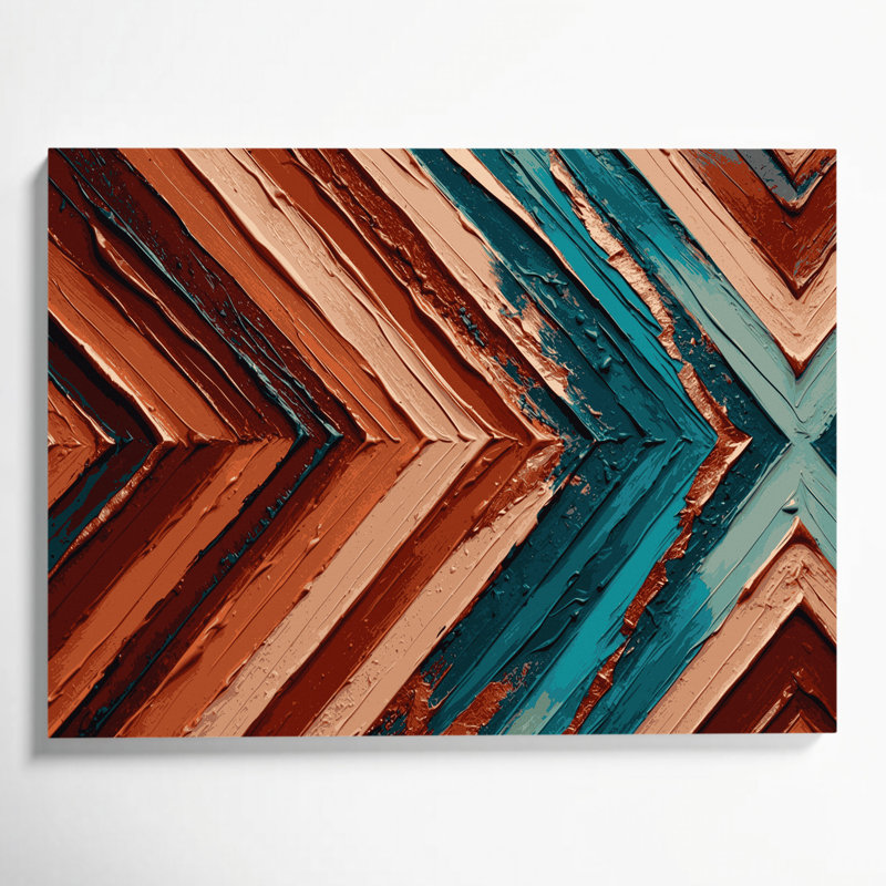 Art mural sur toile brun à motif de chevrons du sud-ouest 219, H 11 po x l 14 po
