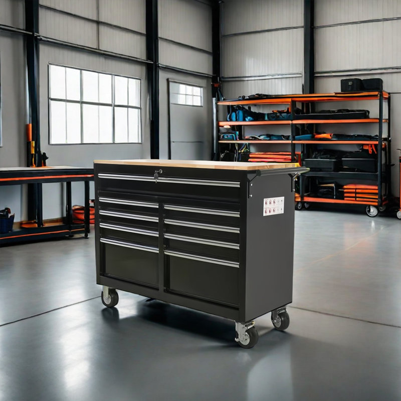 Chariot de service noir multifonctionnel - Rangement pour outils mobile robuste