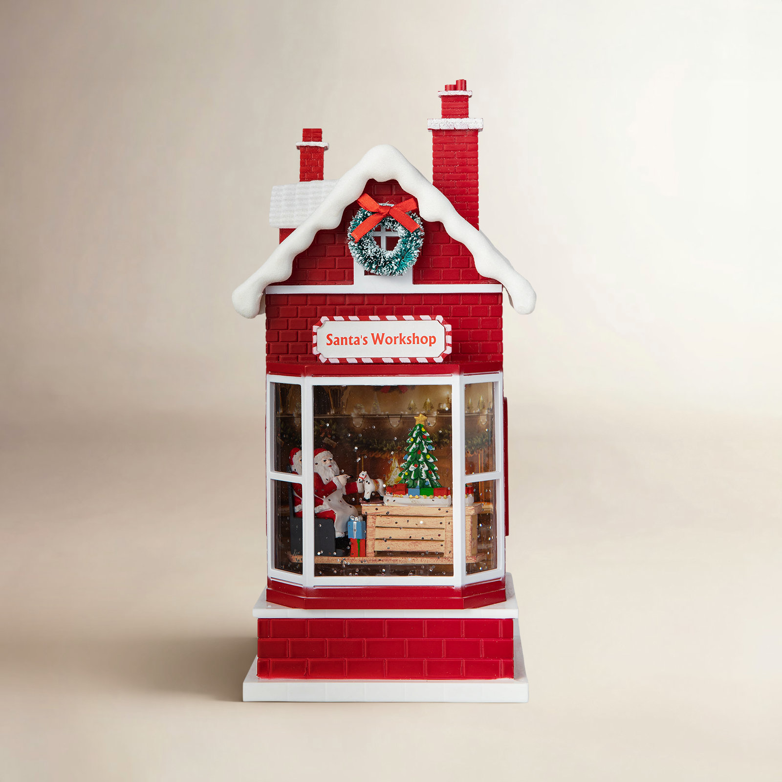 10.5"H Lighted Christmas Santa's Workshop Waterglobe