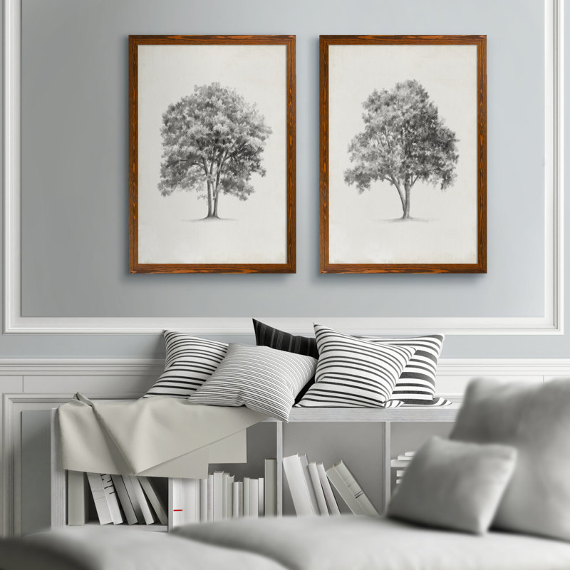 « rétro arbor study i » par antonyme bunjamin (abe)-ensemble de 2 reproductions de photos sur toile, Toile avec cadre érable