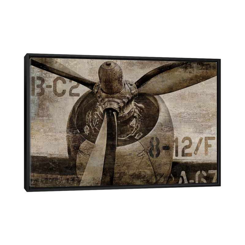 «Vintage Propeller» par Dylan Matthews, impression sur toile tendue, H 18 po x l 26 po x P 1,5 po, Toile avec cadre noir