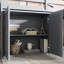 Lit mezzanine simple en bois d'hévéa gris avec bureau coulissant et armoires de rangement garde-corps-214848832
