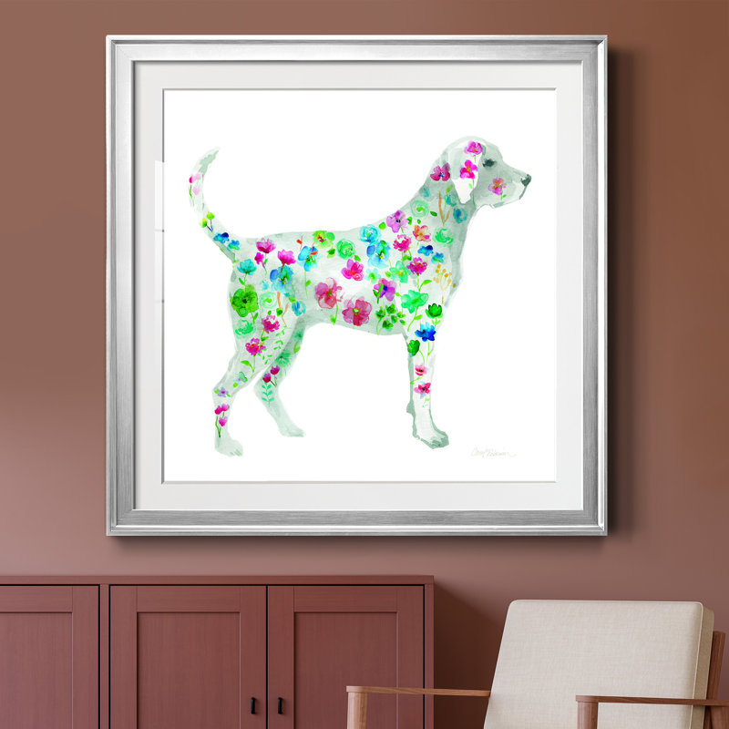 Tapisserie Labrador - peinture encadrée, Papier avec cadre argenté, H 30,5 po x l 30,5 po x P 1,5 po