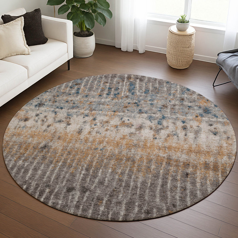 Machine Washable Indoor/Outdoor Chantille ACN2406 Abstract Rug, Round 8'