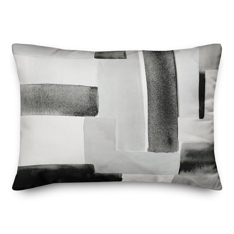 Dulzaides Abstract Outdoor Reversible Throw Pillow, White