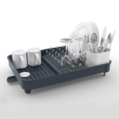 Extend Expandable Dish Drainer Rack With Removable Cutlery Holder Swivel Draining Spout