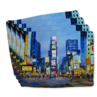 Cityscape Times Square Braided Polyester Placemats - Set of 4