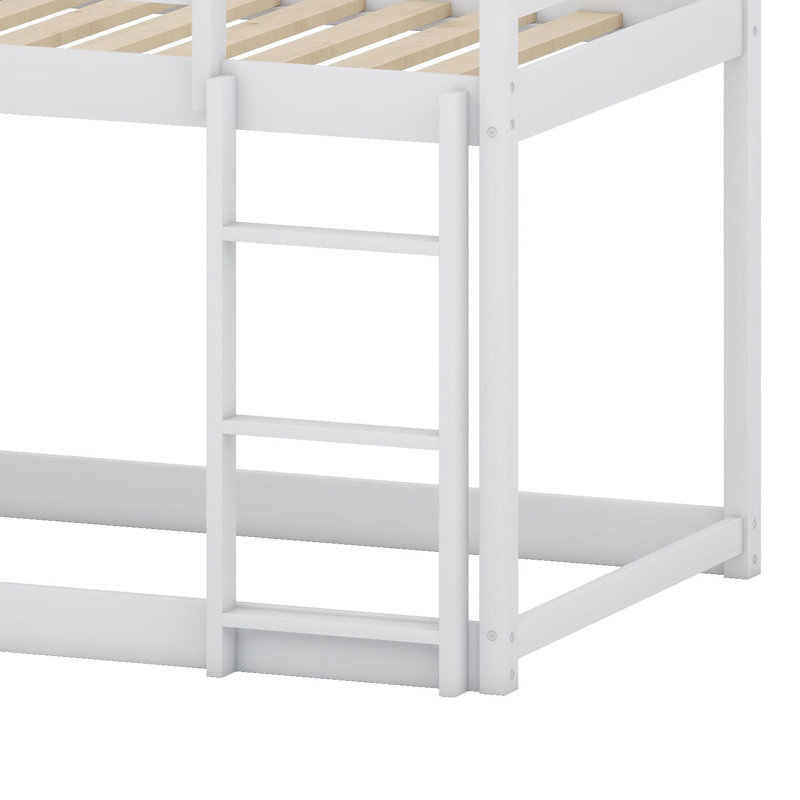 Lit superposé convertible avec glissade et échelle de sécurité, Blanc