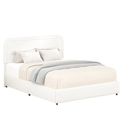 Modern Queen Size Bed With 40Lbs Capacity Drawers & Stable Foundation Luxury Drawer Lining Curved Headboard