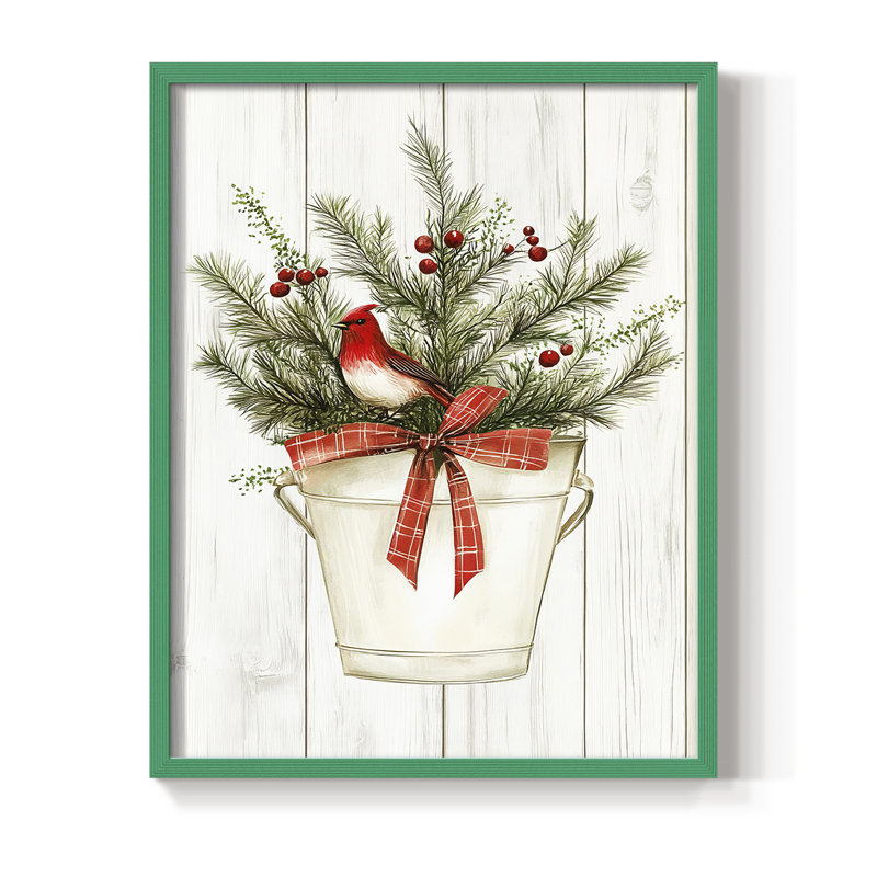«Christmas Holiday Art LVII», reproduction encadrée - bois massif, H 15 po x l 12 po, Vert