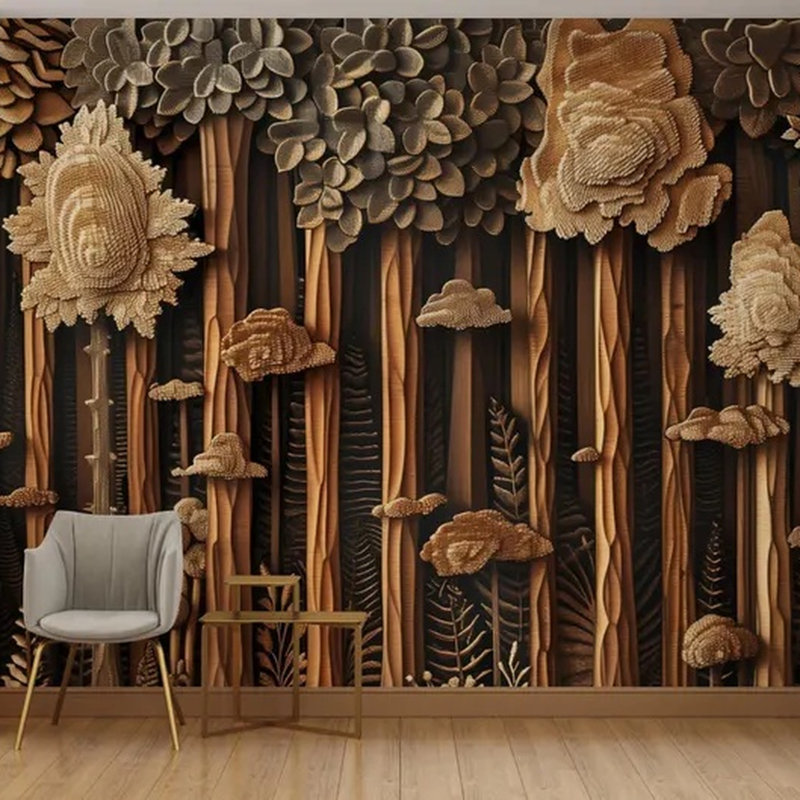 Forêt de bois texturé, L 96 po x l 108 po