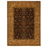 Hand Knotted Wool Oriental Area Rug in Black And Gold
