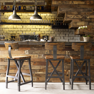 Eivind Amber Solid Wood Counter Stool