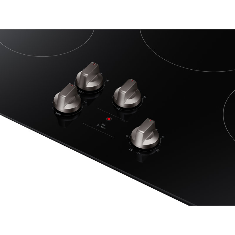 30" Black Ceramic Electric Cooktop with 4 Burners