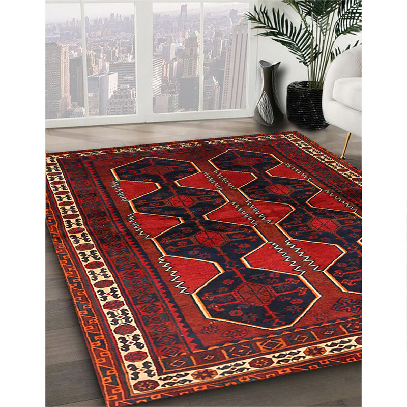 Tapis oriental multicolore tissé à la machine Pokorny, Rond 7 pi