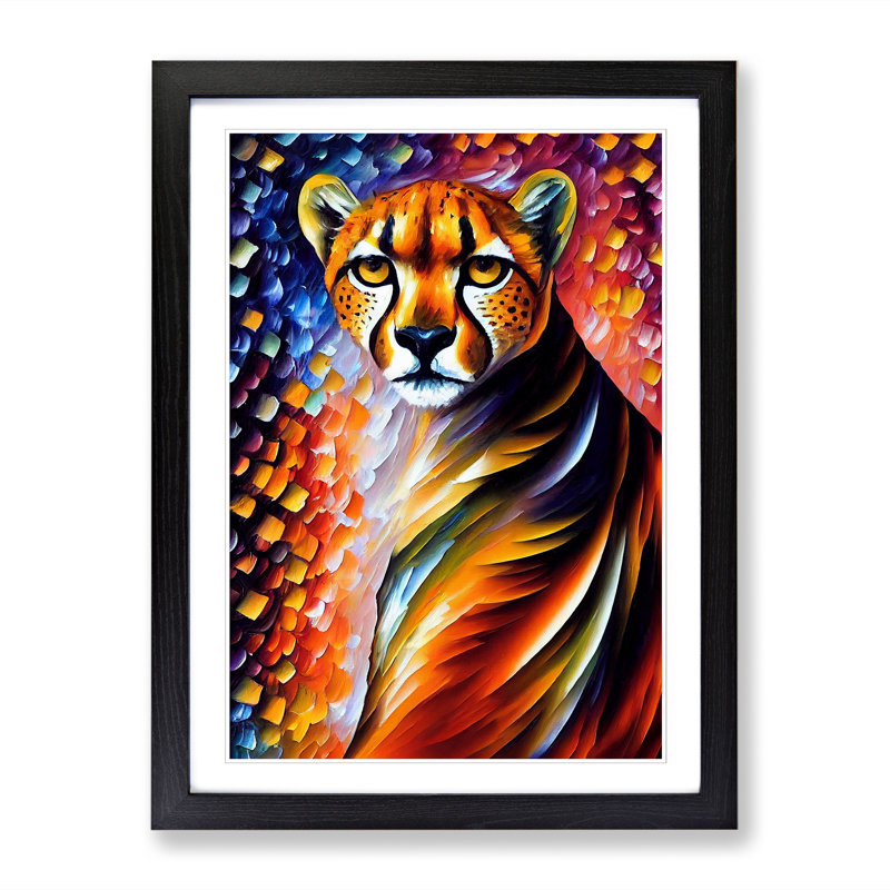 Painted Cheetah Vol.1 - Picture Frame Print, 34cm H x 25cm W x 2cm D, Oak