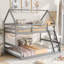Lit superposé simple au-dessus d'un lit double en bois compact, conception de maison moderne pour la famille