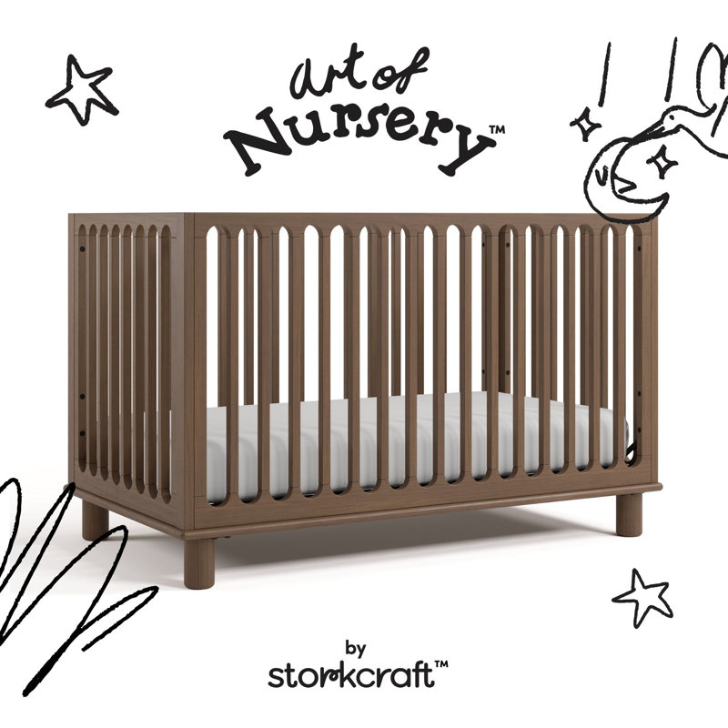 Sicily Deluxe 3-In-1 Convertible Crib With Bonus Toddler Guardrail, Hazelnut, Crib