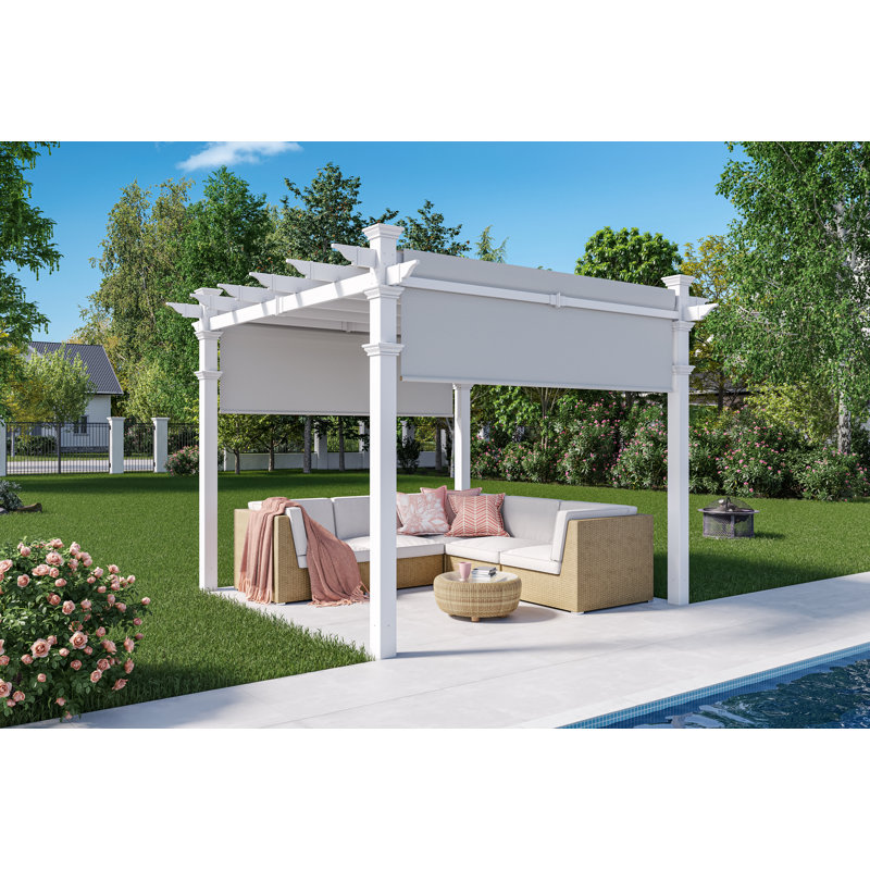Kerrimore 120' W x 120' D Vinyl Pergola with Canopy