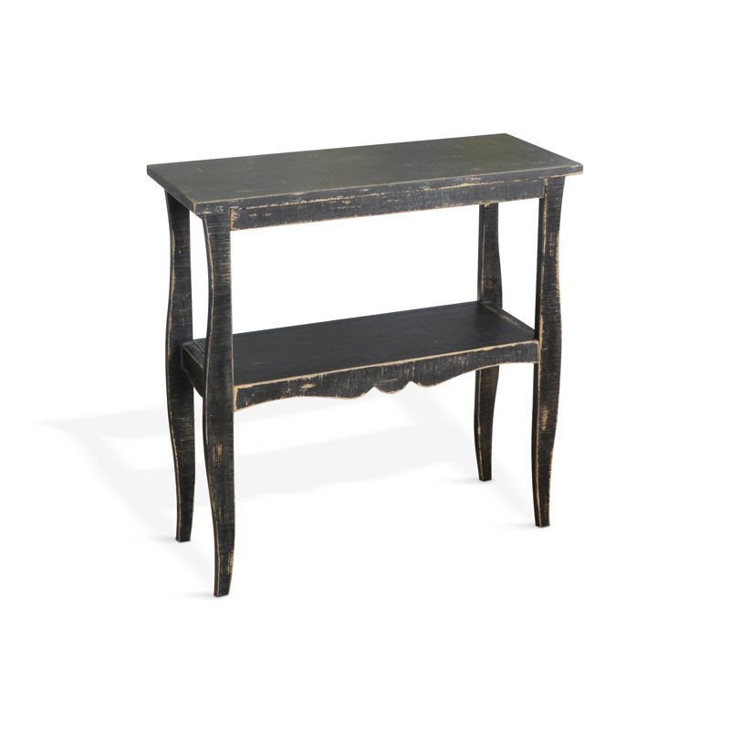 Table de bout en bois massif Komor, Sable noir, H 28 po x l 28 po x P 11 po