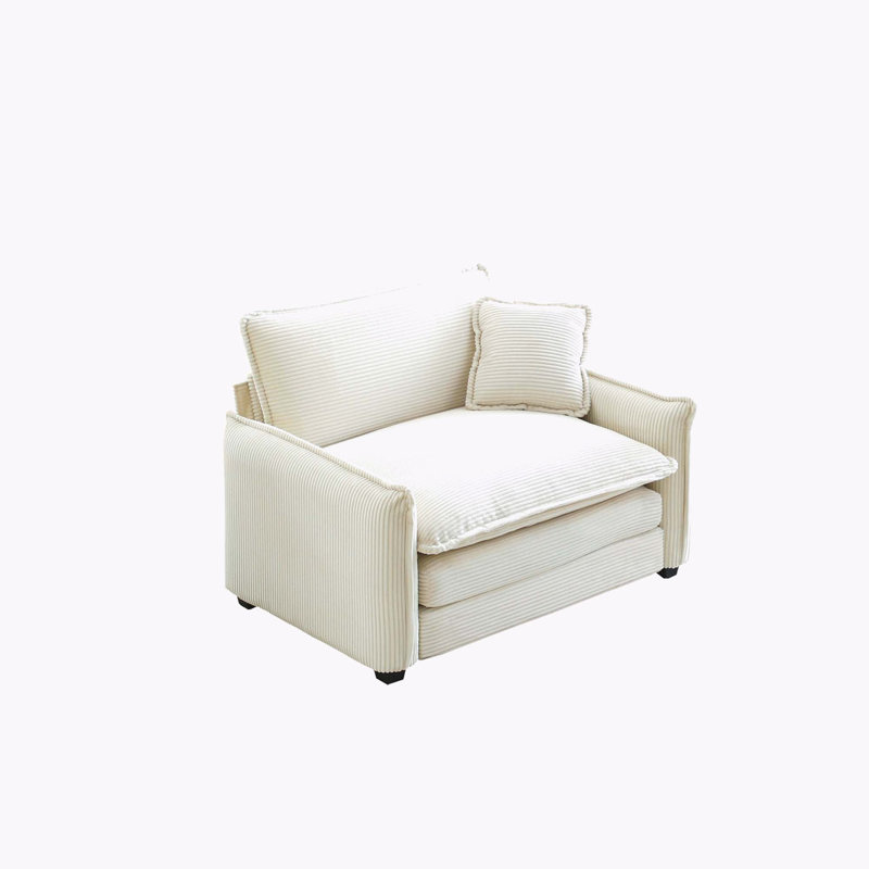 Canapé confortable à assise profonde simple avec un oreiller pour le salon, Beige