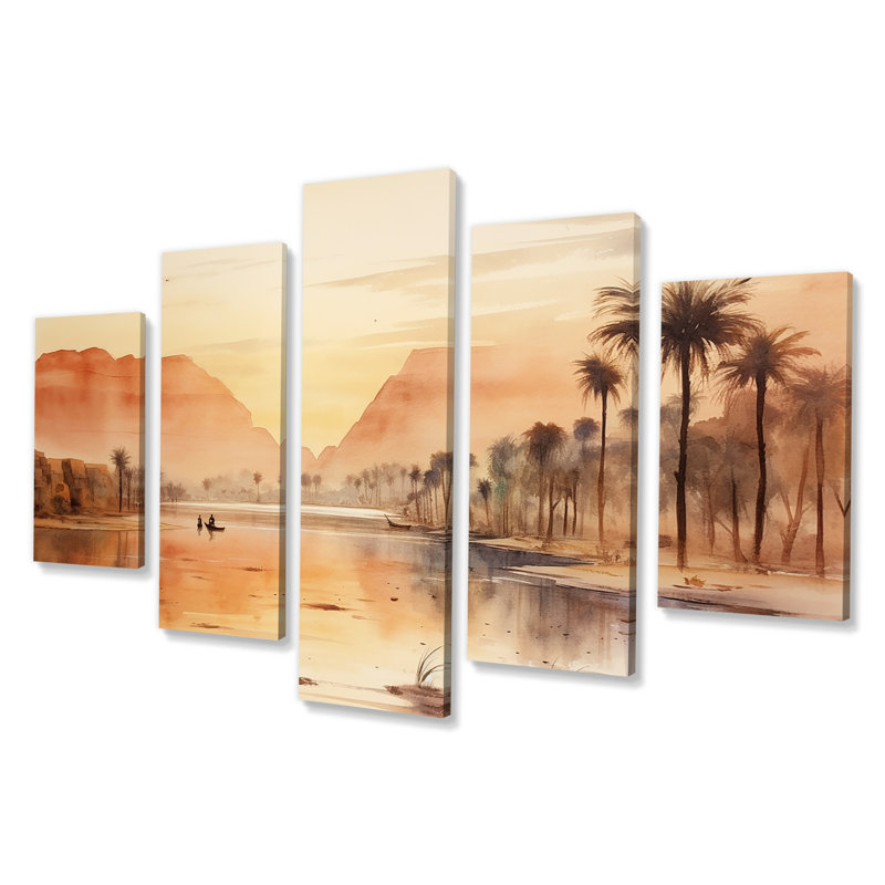 Paysage de rivière égyptienne antique - Égypte, décoration murale Multipanel