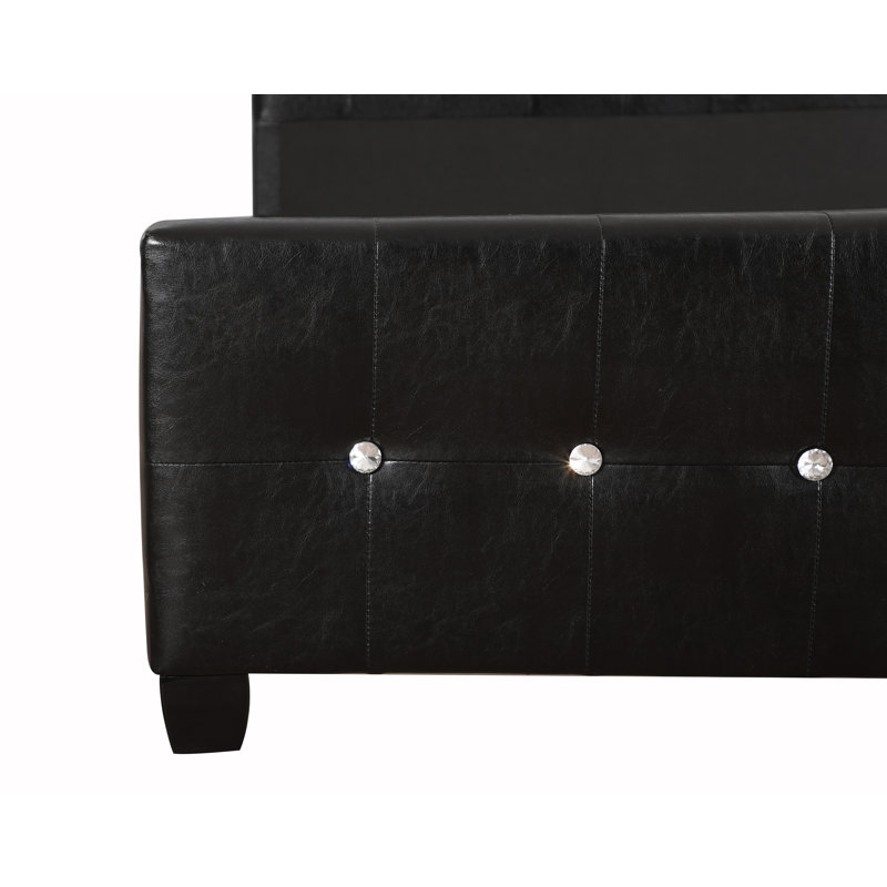 Max Vegan Leather Standard Bed, Full, Black