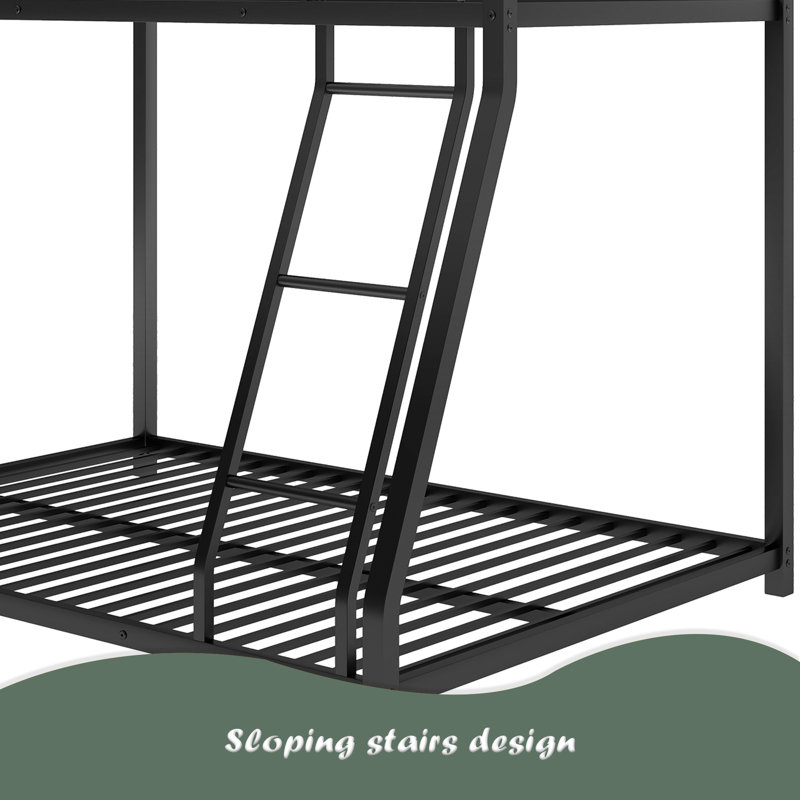 Metal Floor Bunk Bed, Twin Over Full, Twin Over Full