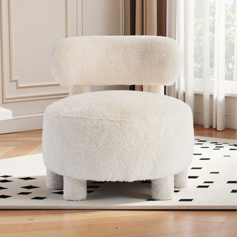 Fauteuil d'appoint à oreilles en peluche - Support ergonomique avec capacité de 250 lb, Blanc