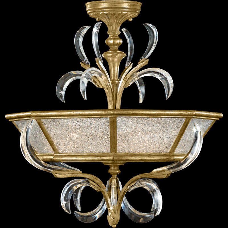 Plafonnier semi-encastré rond biseauté 26 po, Feuille d'or