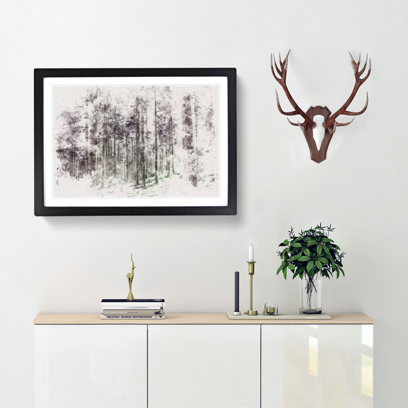 Pretty Forest - Framed Print, 45cm H x 63cm W x 2cm D, Black Framed