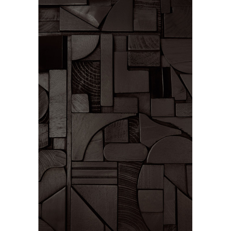 Handmade Solid Wood Wall Décor, 36" H x 47" W x 2" D, Black