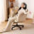 Apricot Cream Ergonomic Office Chair with Foldable Armrests
