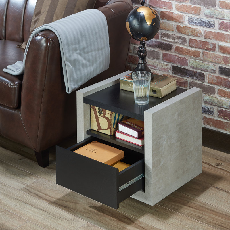 Phebe Side Table with Storage, Black