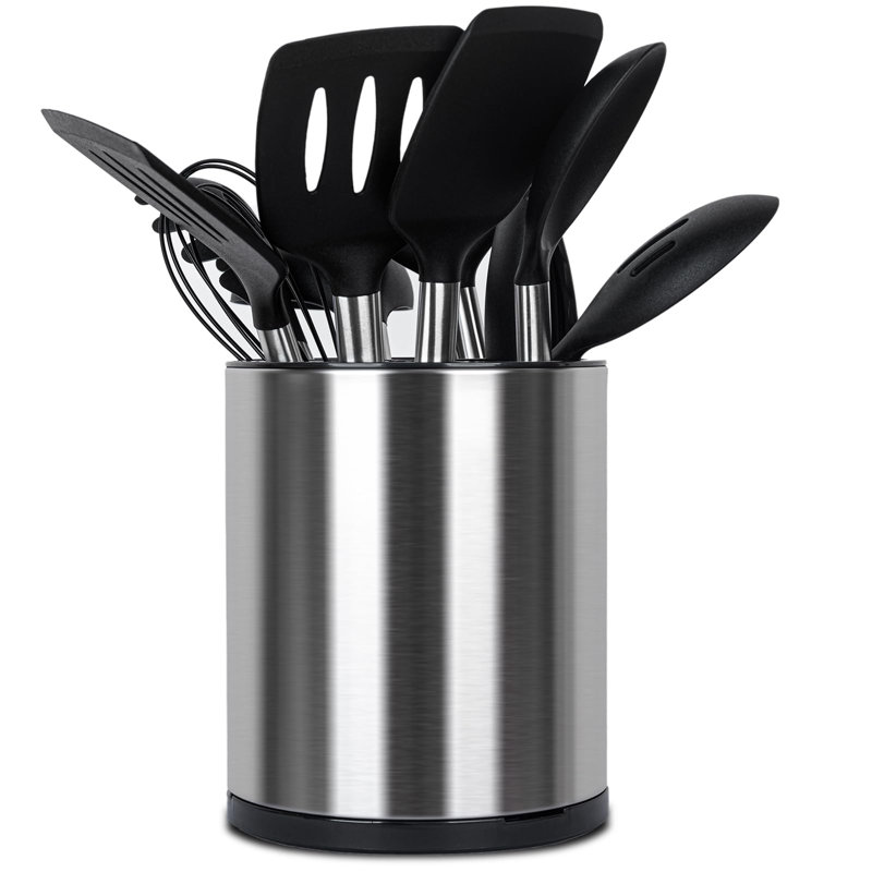 Kitchen Utensil Holder For Countertop 360° Rotating Utensil Caddy Large Utensil Crock Cooking Utensil Holder For Kitchen Counter