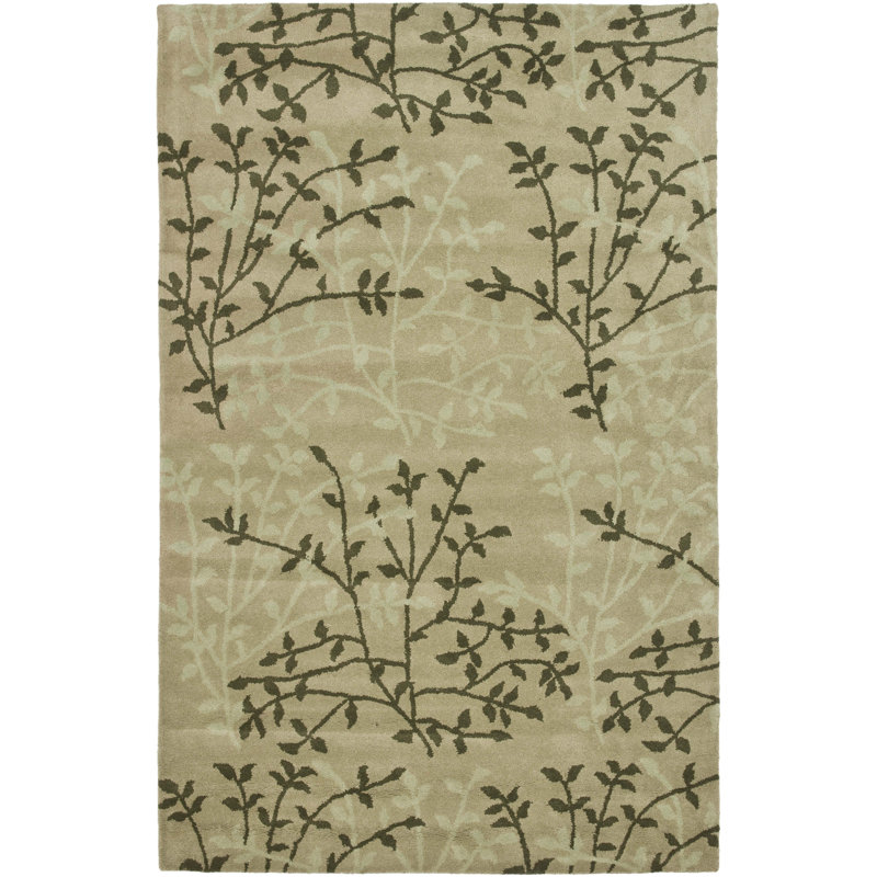 Avayah Soho Hand Tufted Wool And Viscose Floral Rug, Rectangle 5' x 8'