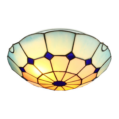 Mediterranean Style Stained Glass Flush Mount Light