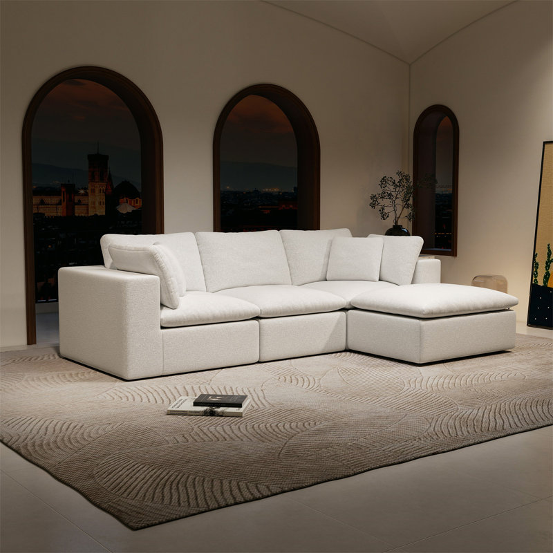 Canapé modulaire 108,3 * 68,9 po, Velours côtelé blanc