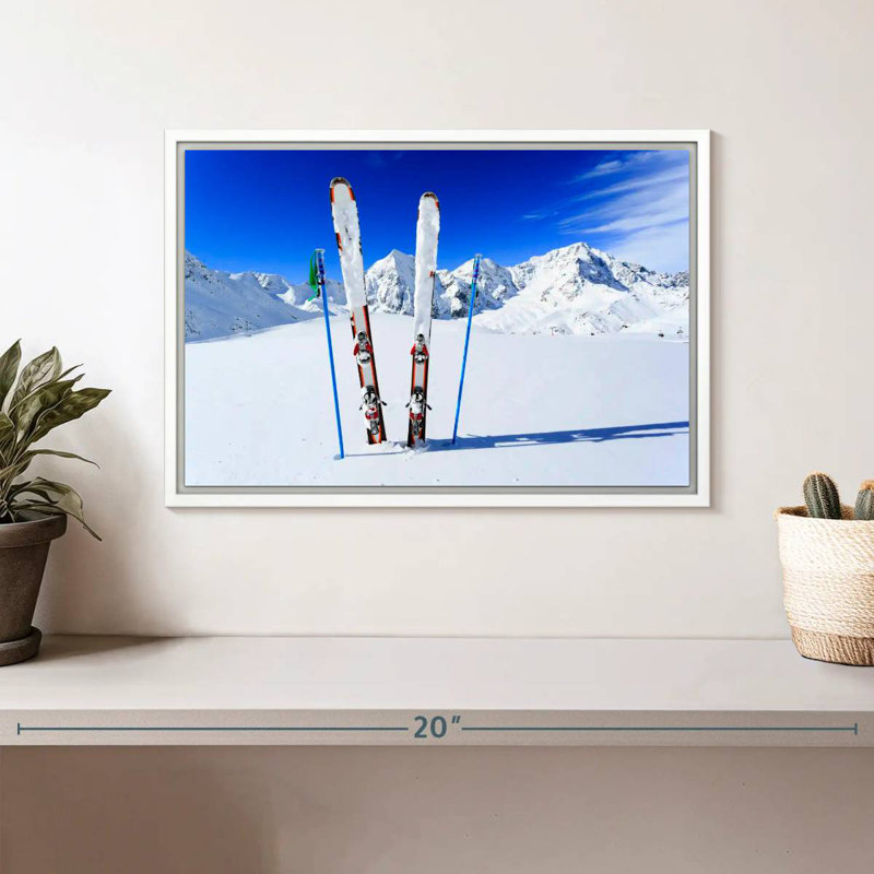 Ski Equipment, Floating Frame White, 13" X 9"