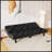 66" Black Velvet Sofa Bed
