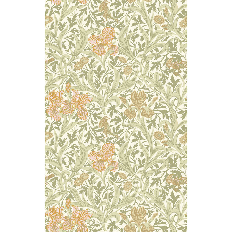 Iris Light Green Wild Gardens Wallpaper, Beige
