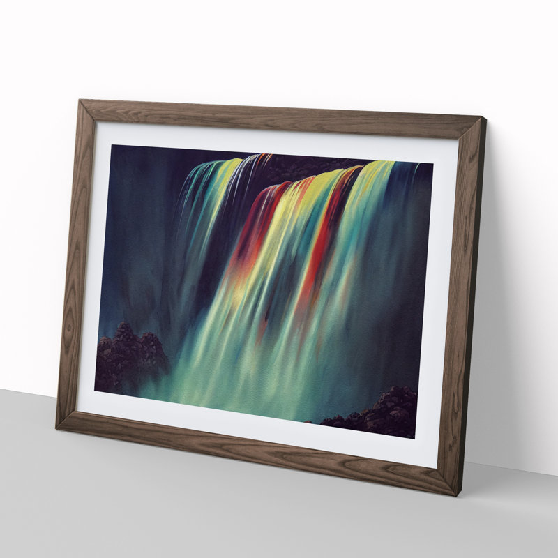 Colourful Watercolour - Single Picture Frame Print, Walnut Framed, 25cm H x 34cm W x 2cm D