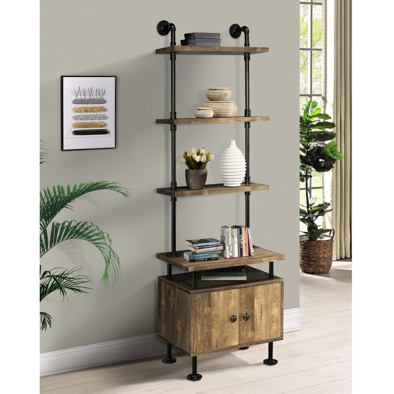Rustic Side With Oak And Black And Two-door Compartment + Brown Spacious Storage Stable Frame