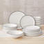 Ensemble 16 pièces de vaisselle en céramique blanche avec rebords noirs - Service de vaisselle de style moderne pour 4 personnes, comprenant assiettes, assiettes à salade, assiettes à soupe et bols - Articles essentiels pour les Fêtes, les mariages e-821514339