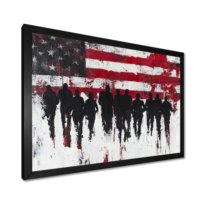 Laerica - Patriotiste américain, art mural, Reproduction d'une seule photo avec cadre, Noir, H 12 po x l 20 po