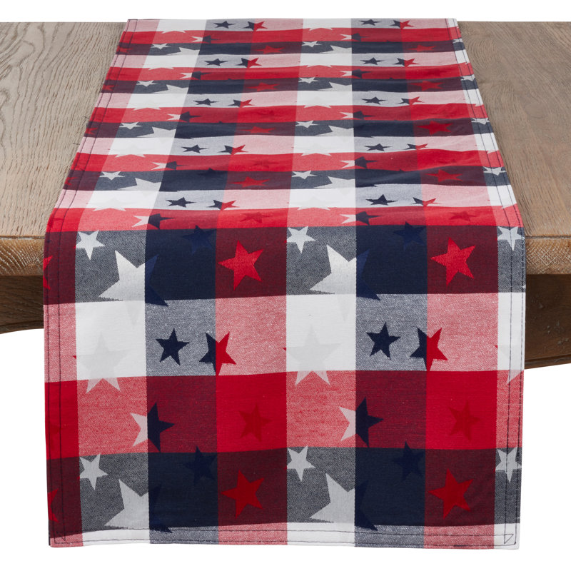 Chemin de table Patriotic Stars & Damier - Linge de table Americana, L 72 po x l 16 po